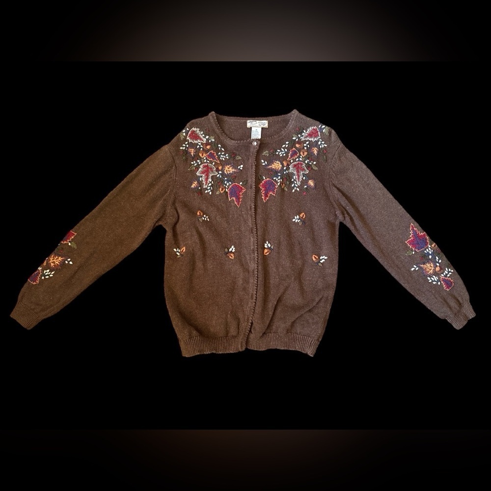 Elegant Embroidered Cardigan in Rich Brown